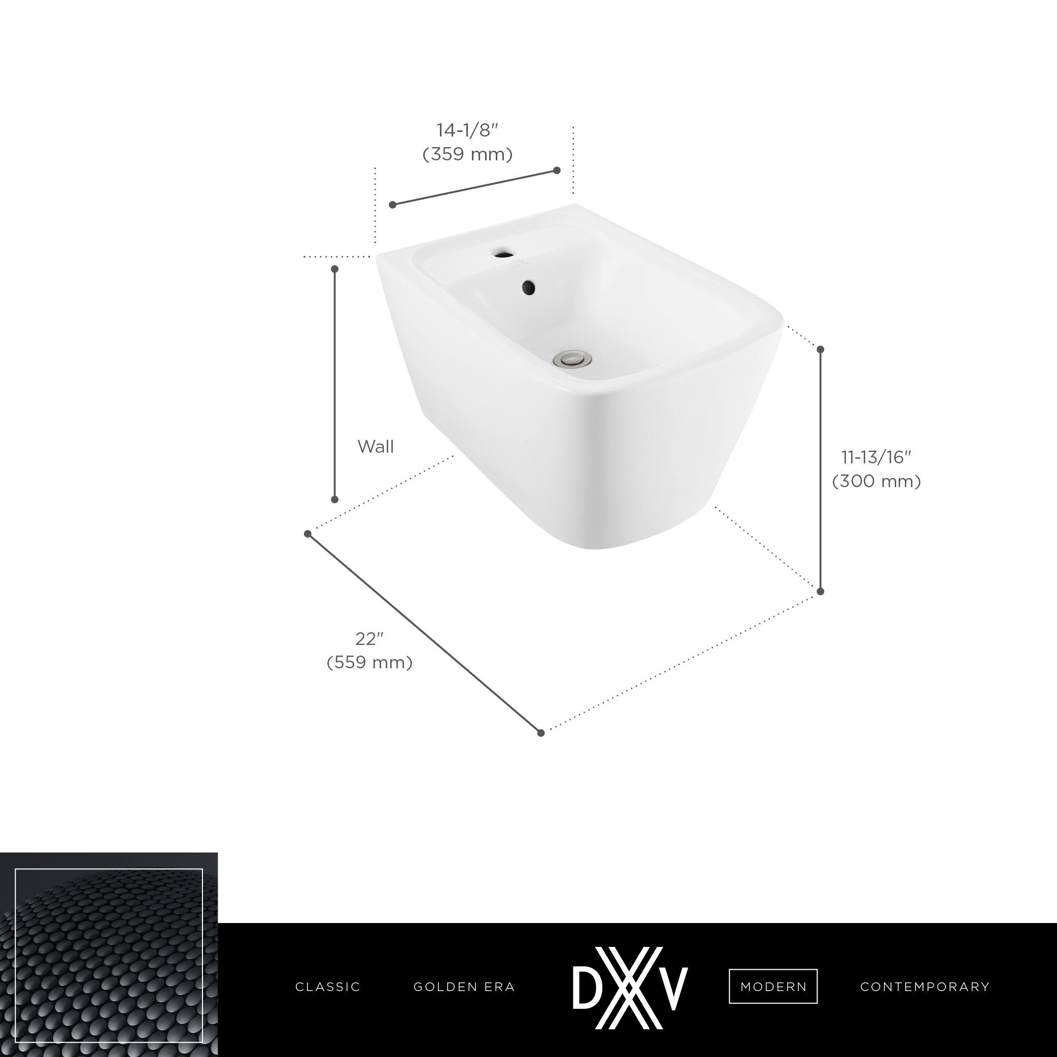 DXV Modulus® Wall-Hung Bidet, 1-Hole